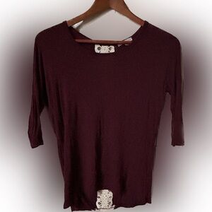 Charlotte Russe Burgundy Tunic with white lace detail - Small